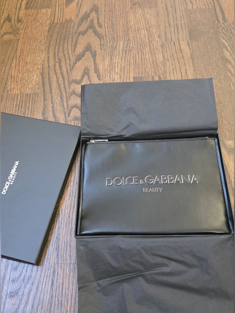 DOLCE & GABBANA Black Beauty Pouch/ Bag Faux Leather NEW IN BOX